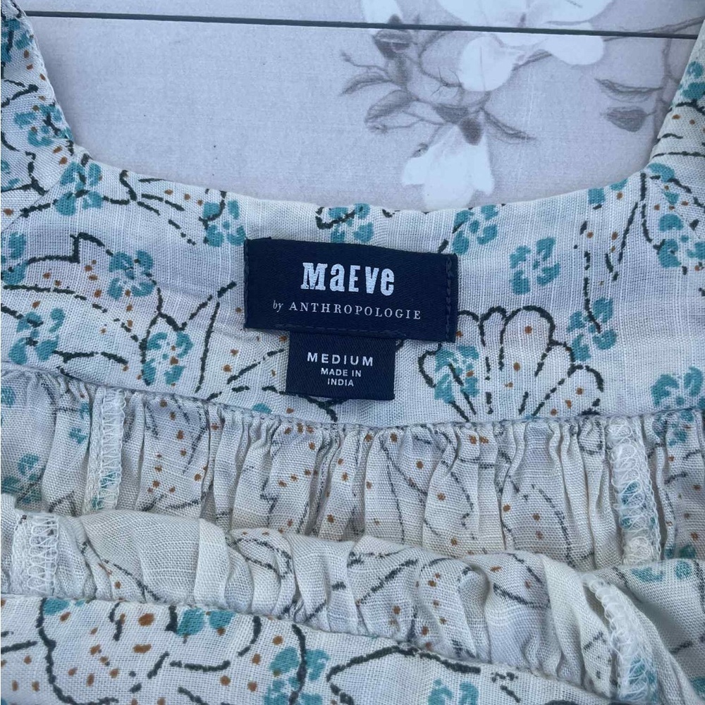Maeve Cream Floral Blouse with Blue and Red Trim - Picture 7 of 8